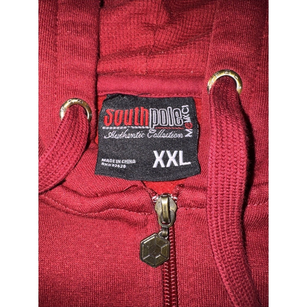 Vintage Southpole Y2K Maroon Authentic Collection Full Zip Hoodie Sweatshirt XL - Picture 2 of 11